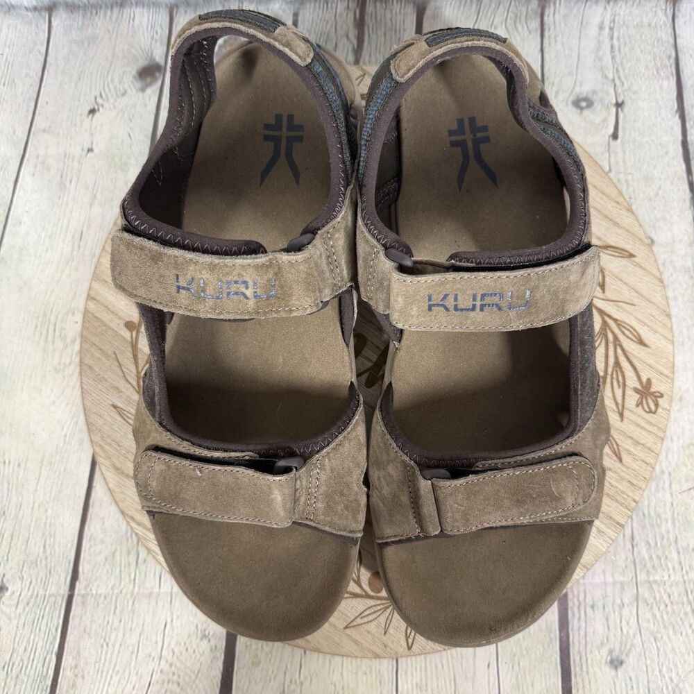 Kuru Mens Leather Slide Sandals Size 12 Brown Comfort Casual Outdoor Hiking Shoe